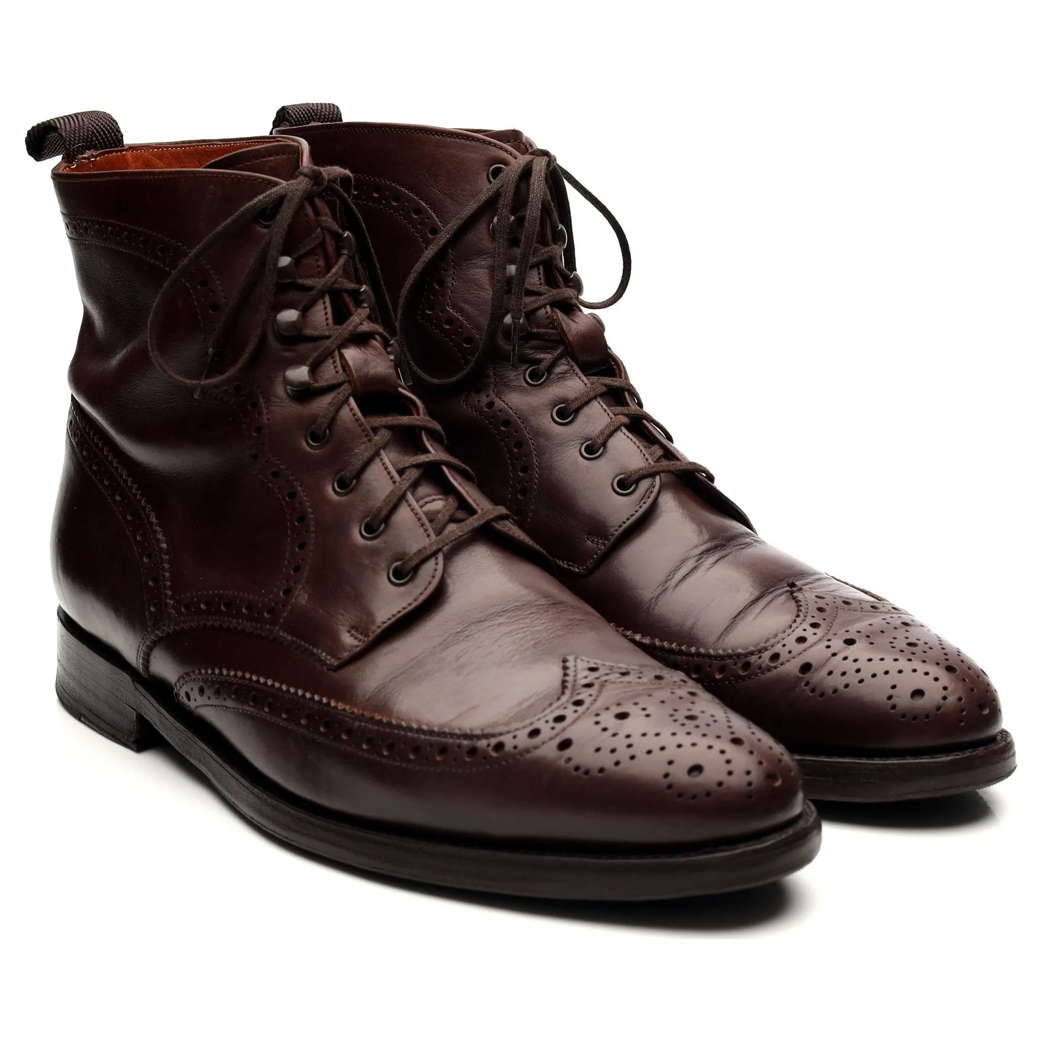 'Holman' Dark Brown Leather Brogue Boots UK 8.5 E