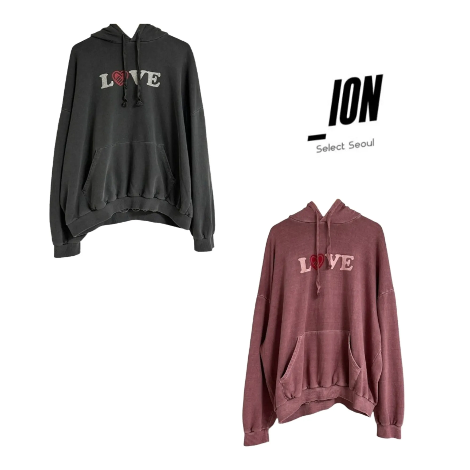 IONSEOUL  |Unisex Street Style Oversized Logo Hoodies