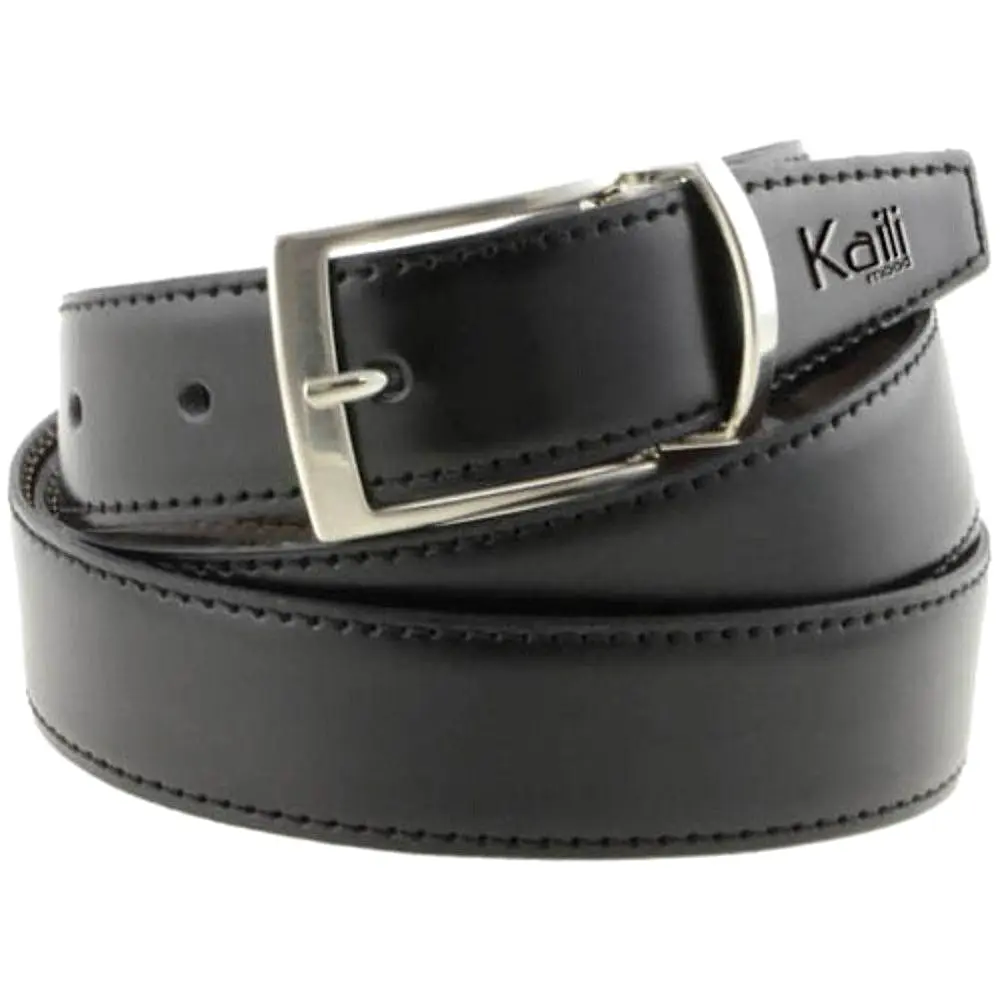 K4001ABB | Double Face Men's Belt - Genuine Leather Col. Black/Dark Brown