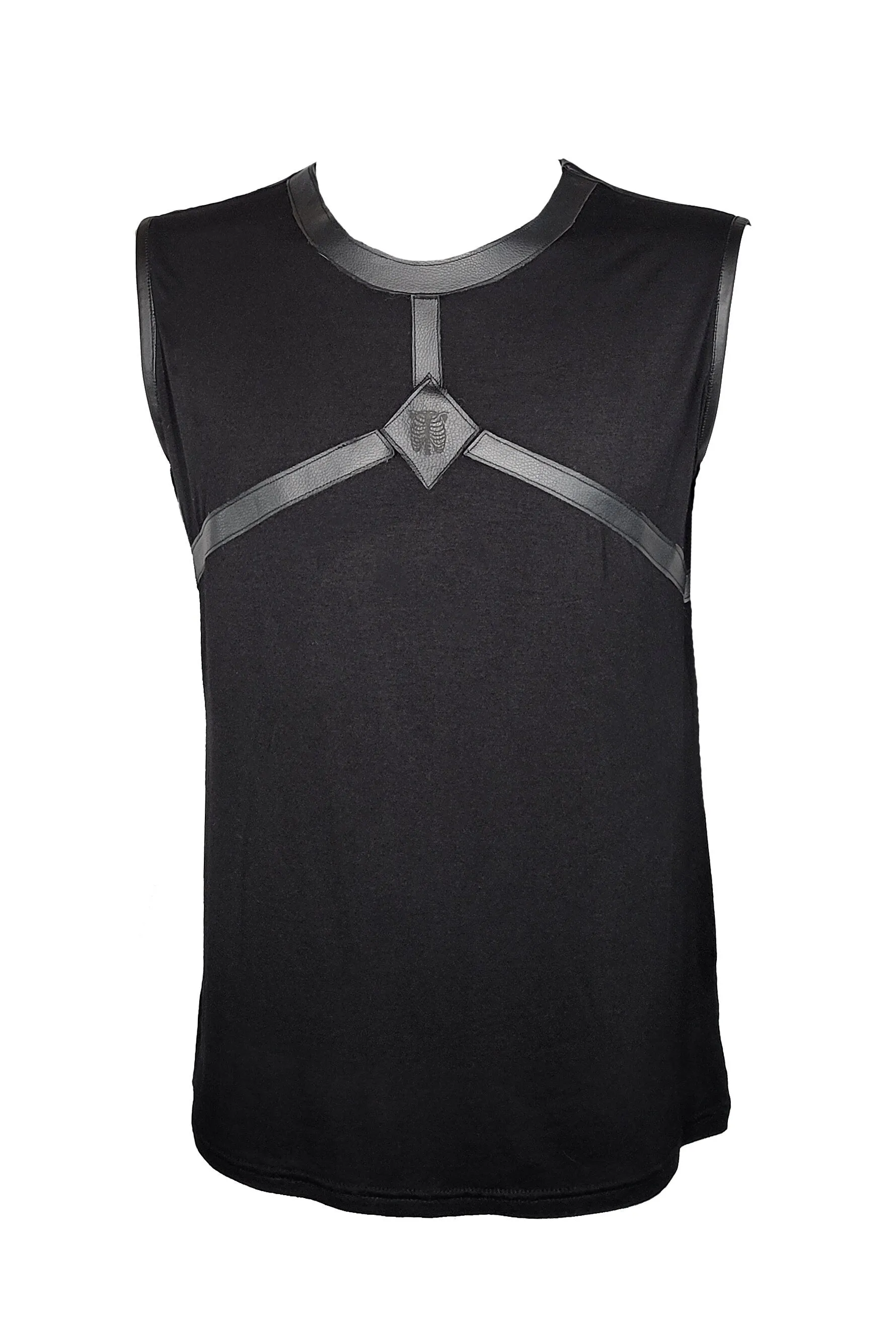 Leather harness laser engraved amulet Tank top | Unisex