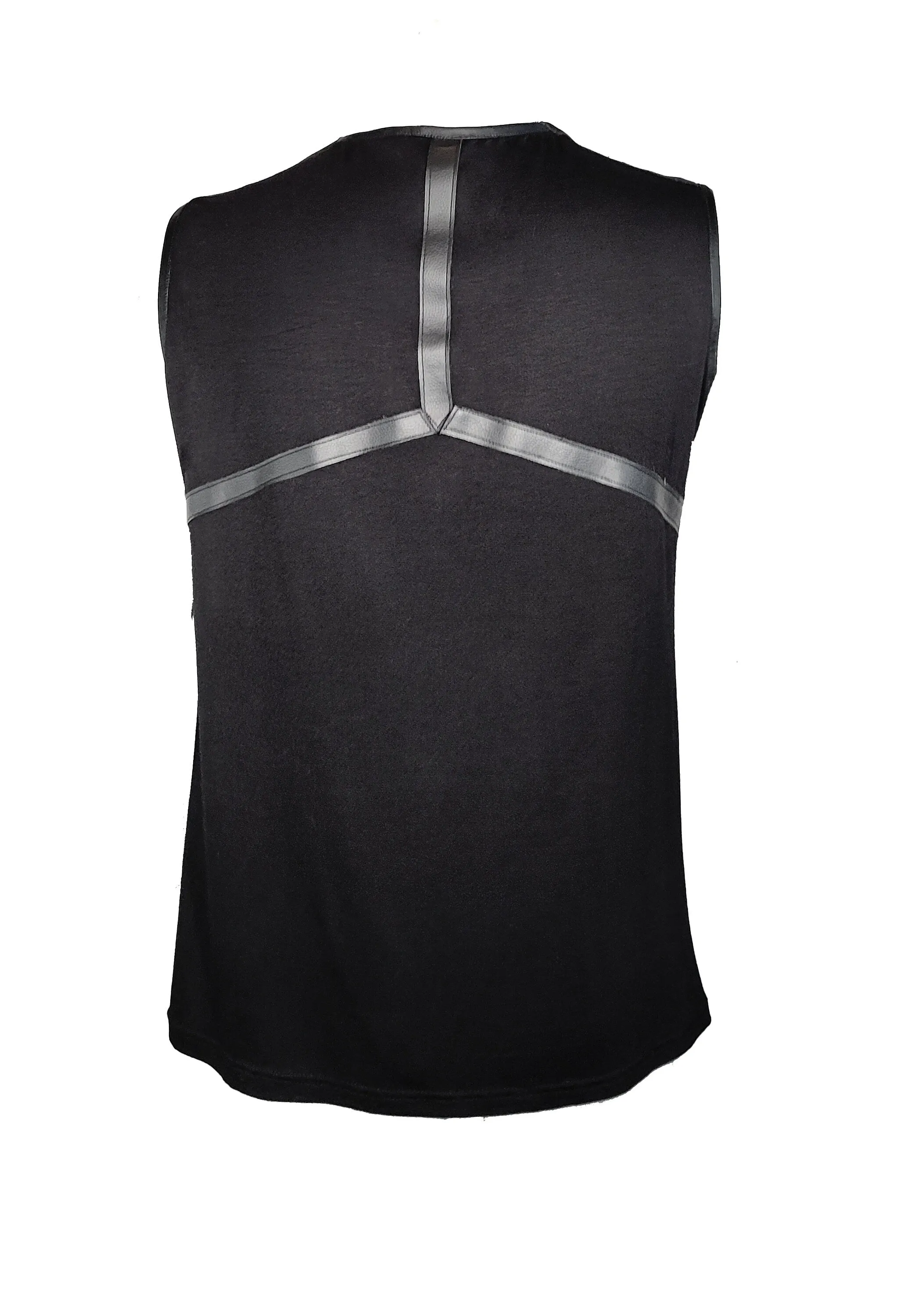 Leather harness laser engraved amulet Tank top | Unisex