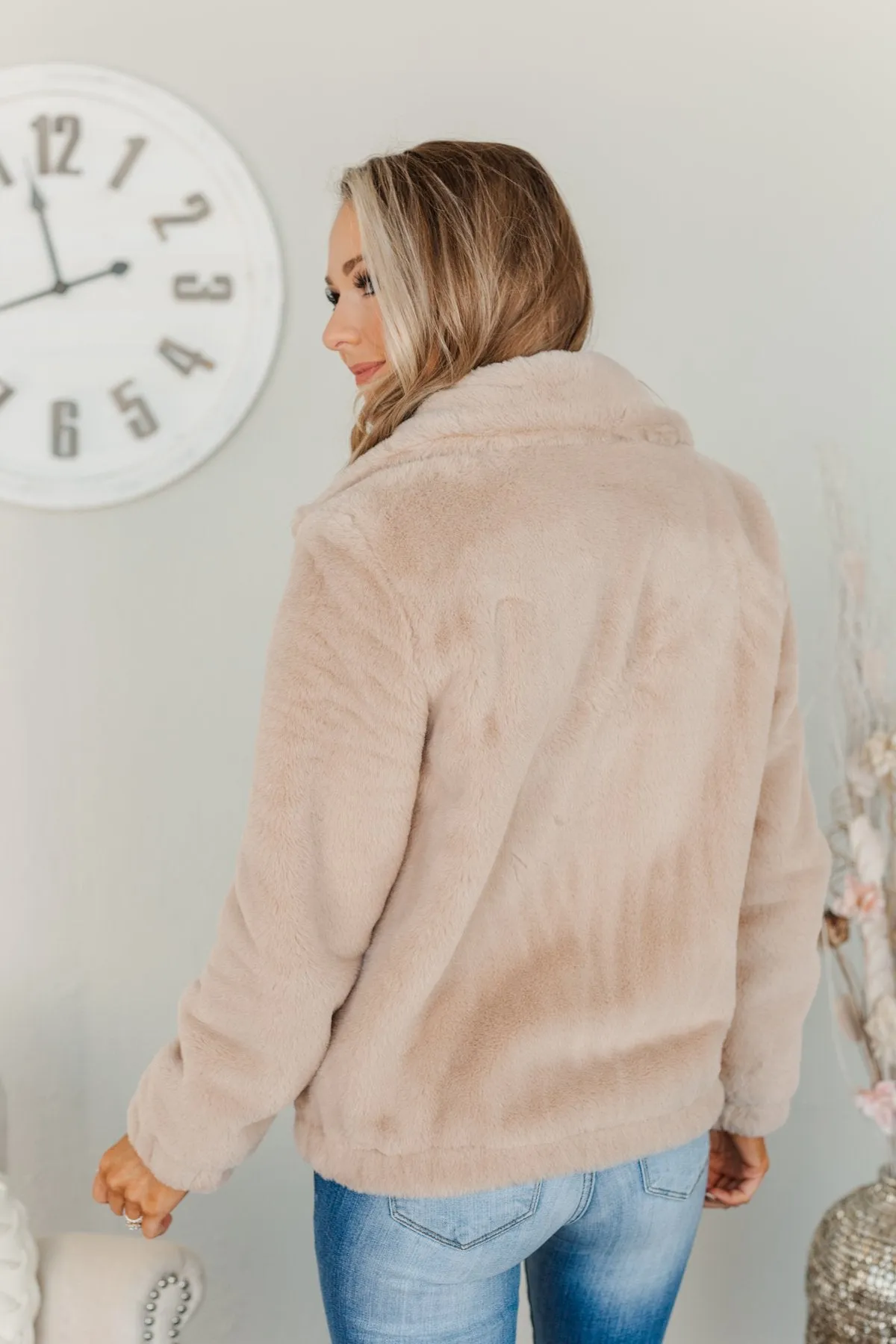 Live For Today Thick Sherpa Jacket- Light Taupe