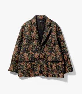 Loiter Jacket – Black/Gold Floral Jacquard Poly Cotton