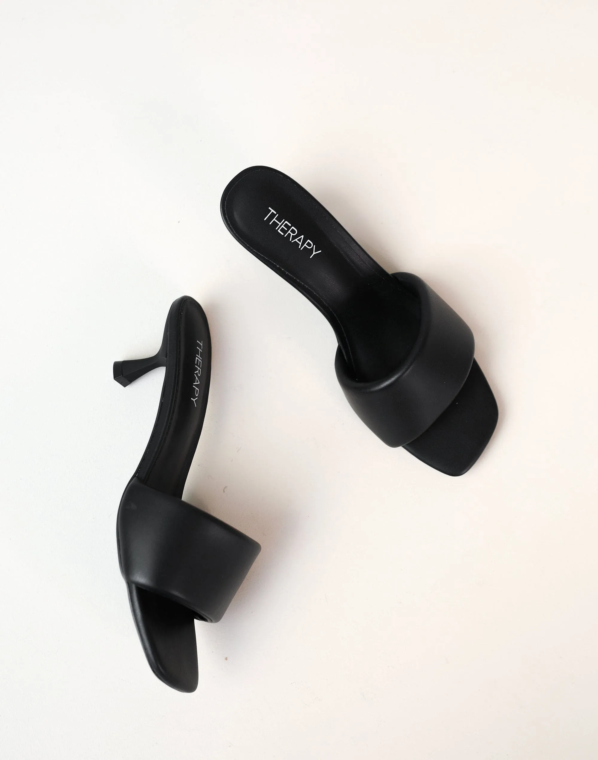 Luxe Heels (Black Smooth PU) - By Therapy