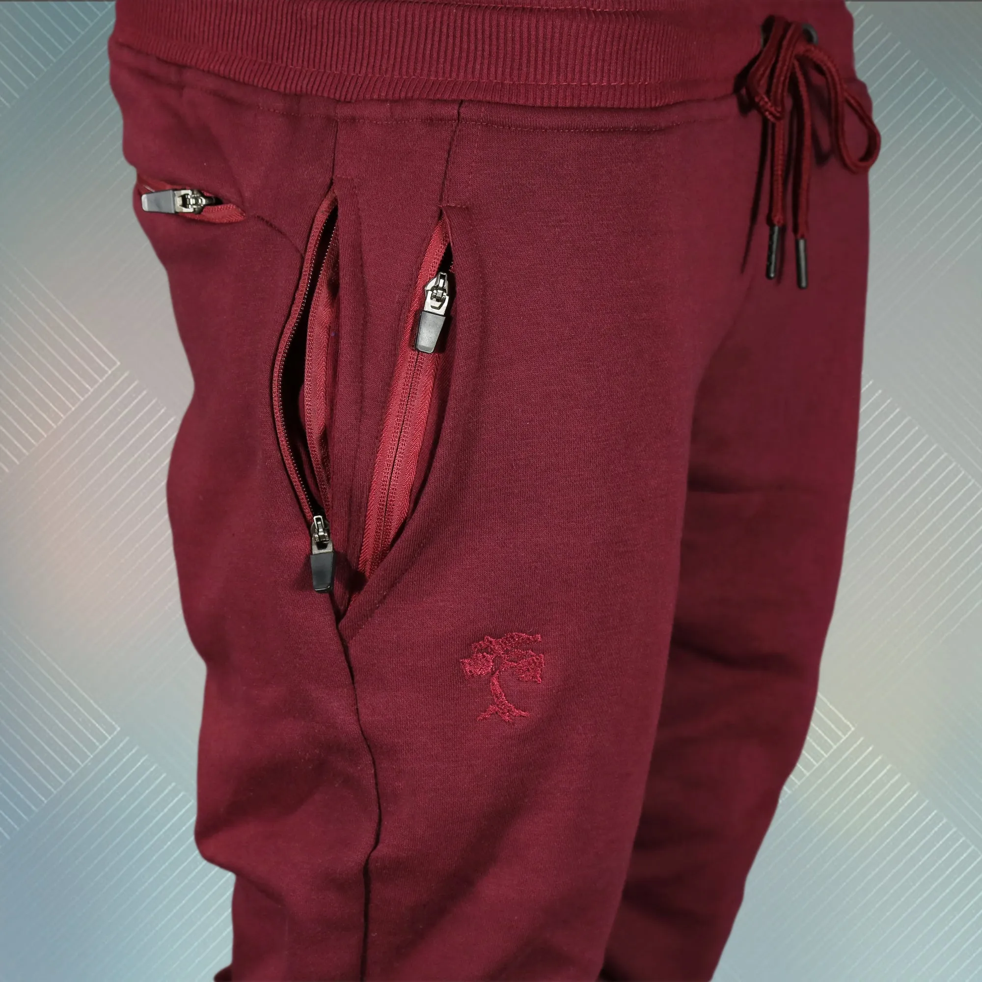 Maroon Unbasic Fleece Stash Pocket Sunset Park Tapered Jogger Pants | Fleece Dark Red Sweatpants