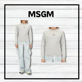 MSGM  |Street Style Long Sleeves Cotton Logo Hoodies & Sweatshirts