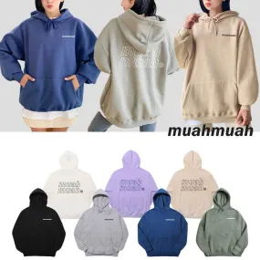 muahmuah  |Unisex Long Sleeves Plain Cotton Oversized Logo