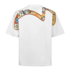 MULTI-HANAFUDA PATCHES DAICOCK PRINT T-SHIRT