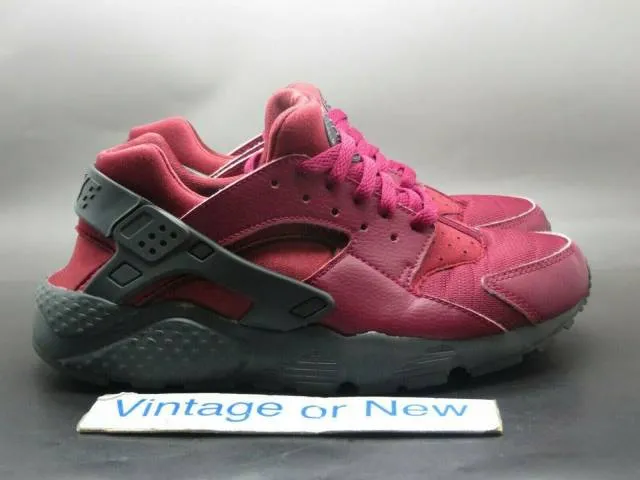 Nike air huarache run noble red anthracite gs running shoes 654275-603 sz 7y