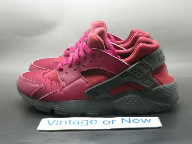 Nike air huarache run noble red anthracite gs running shoes 654275-603 sz 7y