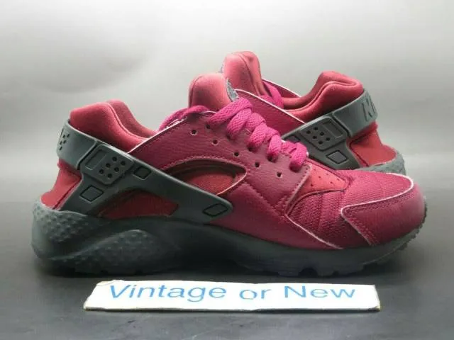 Nike air huarache run noble red anthracite gs running shoes 654275-603 sz 7y