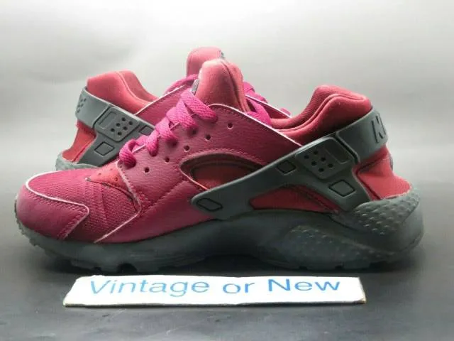 Nike air huarache run noble red anthracite gs running shoes 654275-603 sz 7y