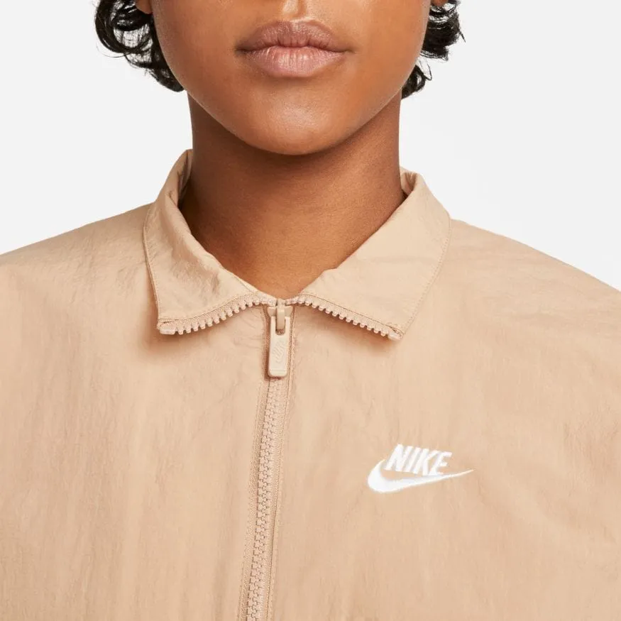 NIKE WOMEN'S SPORTSWEAR ESSENTIAL WINDRUNNER BEIGE WOVEN JACKET