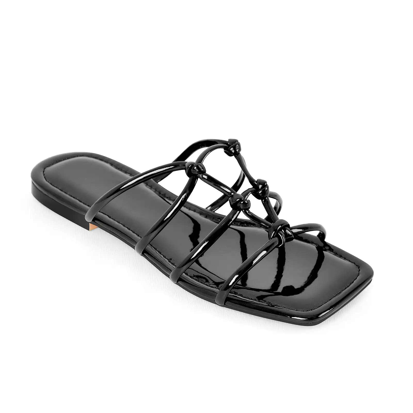 Onlymaker Flats Square Toe Knot Strap Sandals