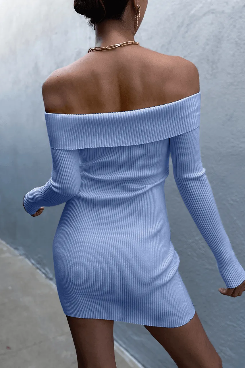 Palm Knit Dress - Periwinkle