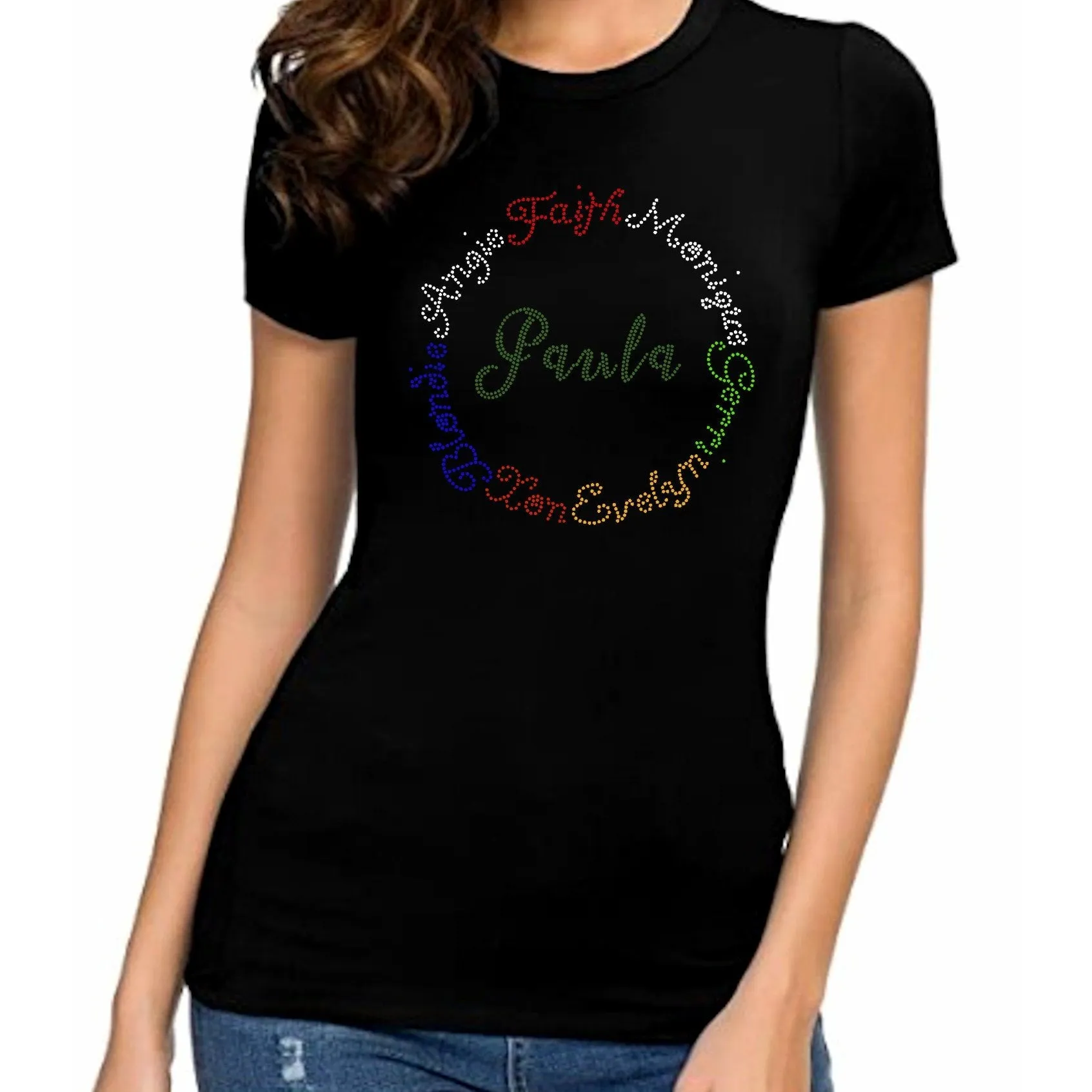 Paula's Infinity Circle Custom Rhinestone T-shirt