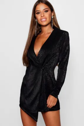 Petite Metallic Blazer Dress