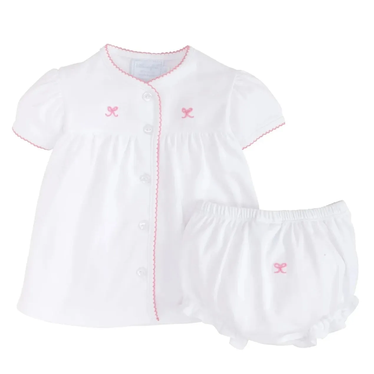 Pinpoint Layette Knit Set - Bow