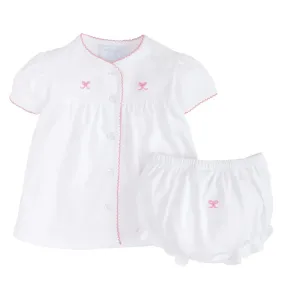 Pinpoint Layette Knit Set - Bow