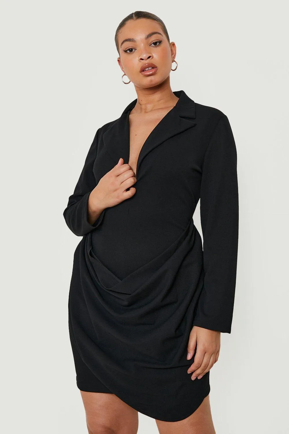 Plus Drape Front Blazer Dress