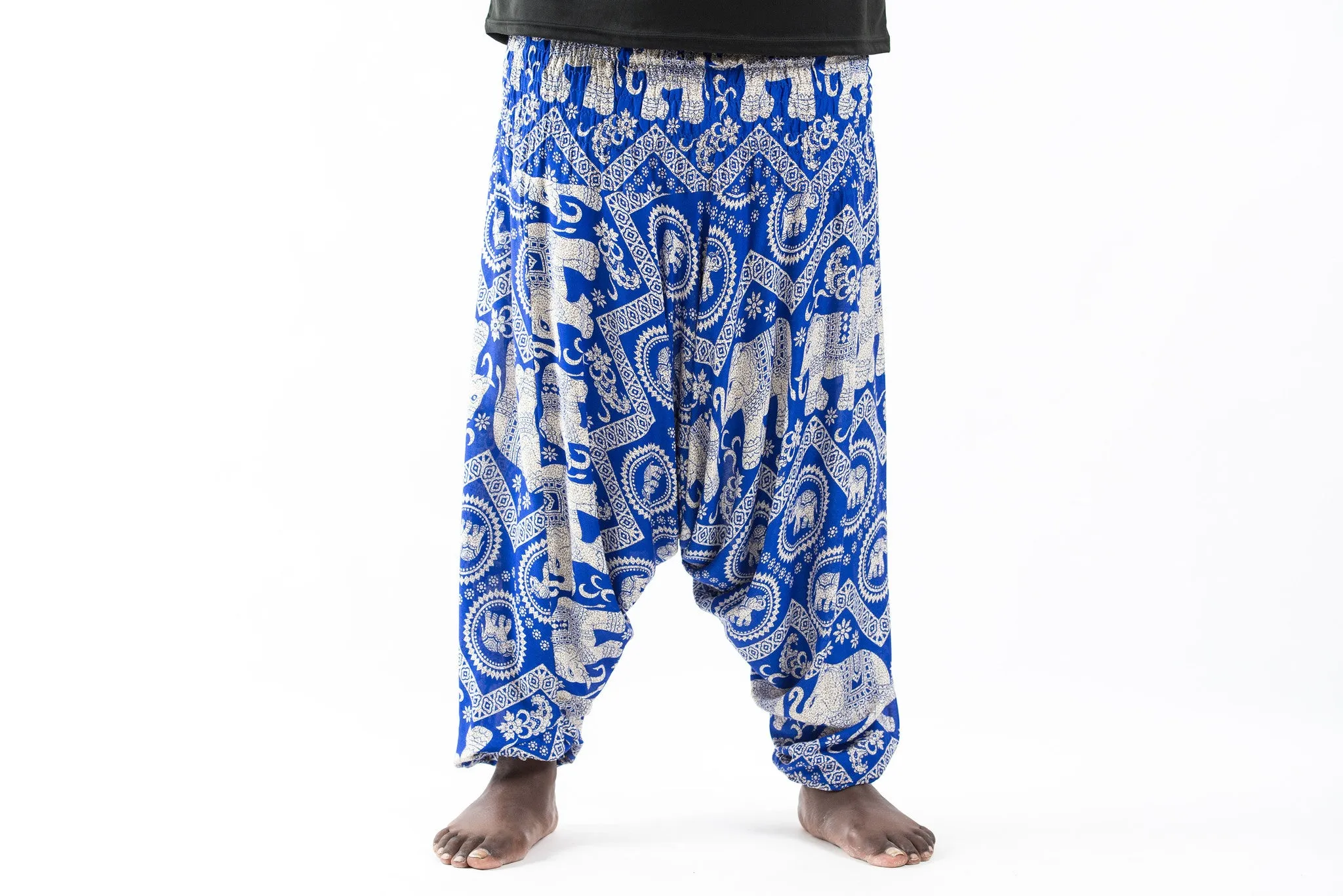 Plus Size Imperial Elephant Drop Crotch Men's Elephant Pants in Blue