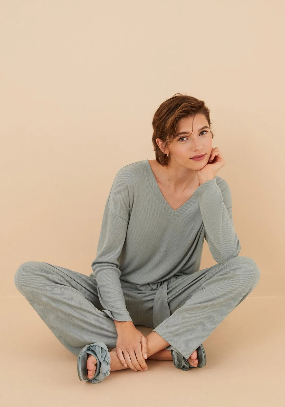 Ribbed Pyjama Set - Green