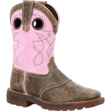 Rocky Girls 8 Big Kids Legacy 32 Pink Square Toe Waterproof Western Boot