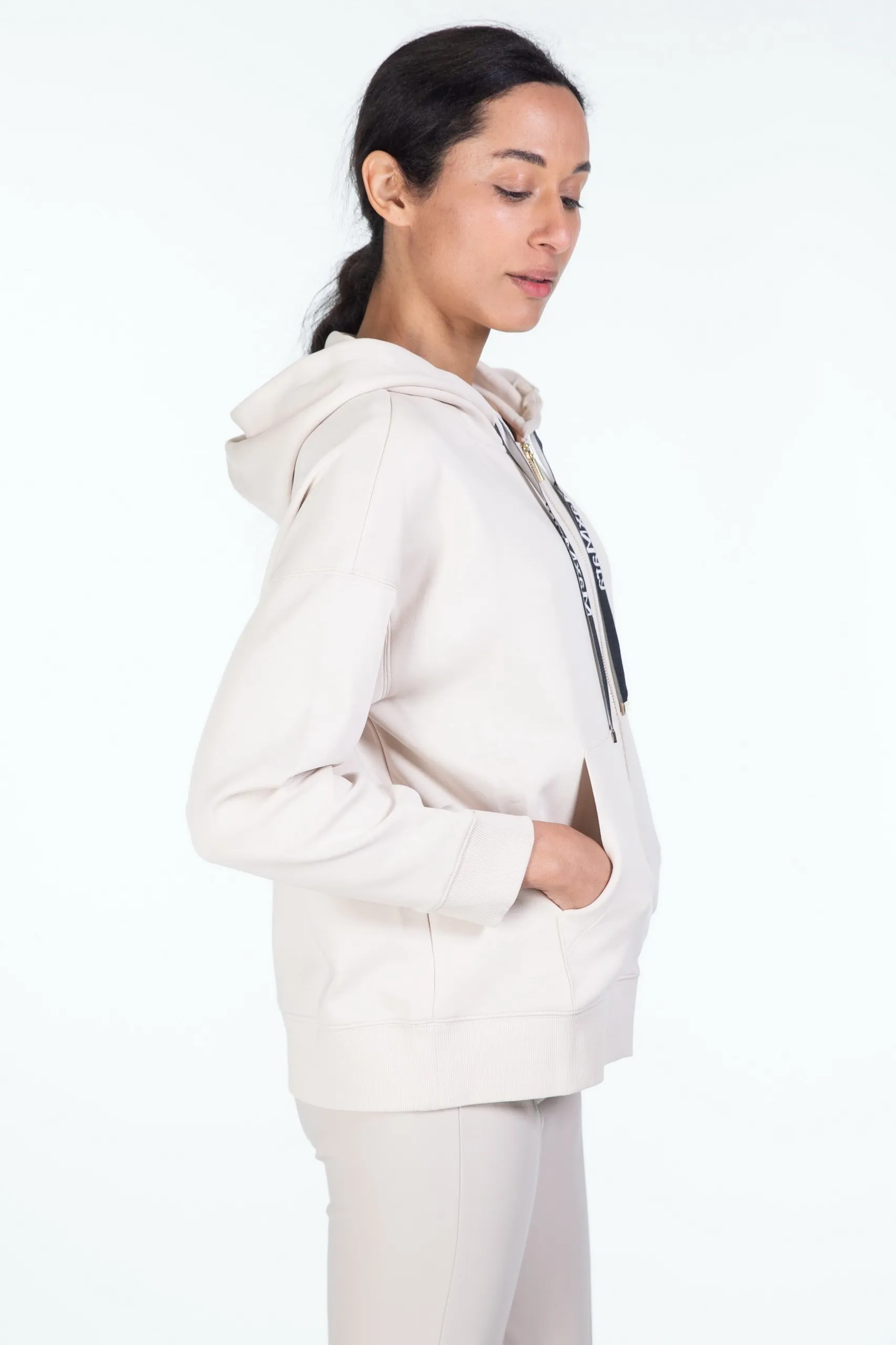 S Max Mara  |Long Sleeves Cotton Logo Hoodies & Sweatshirts