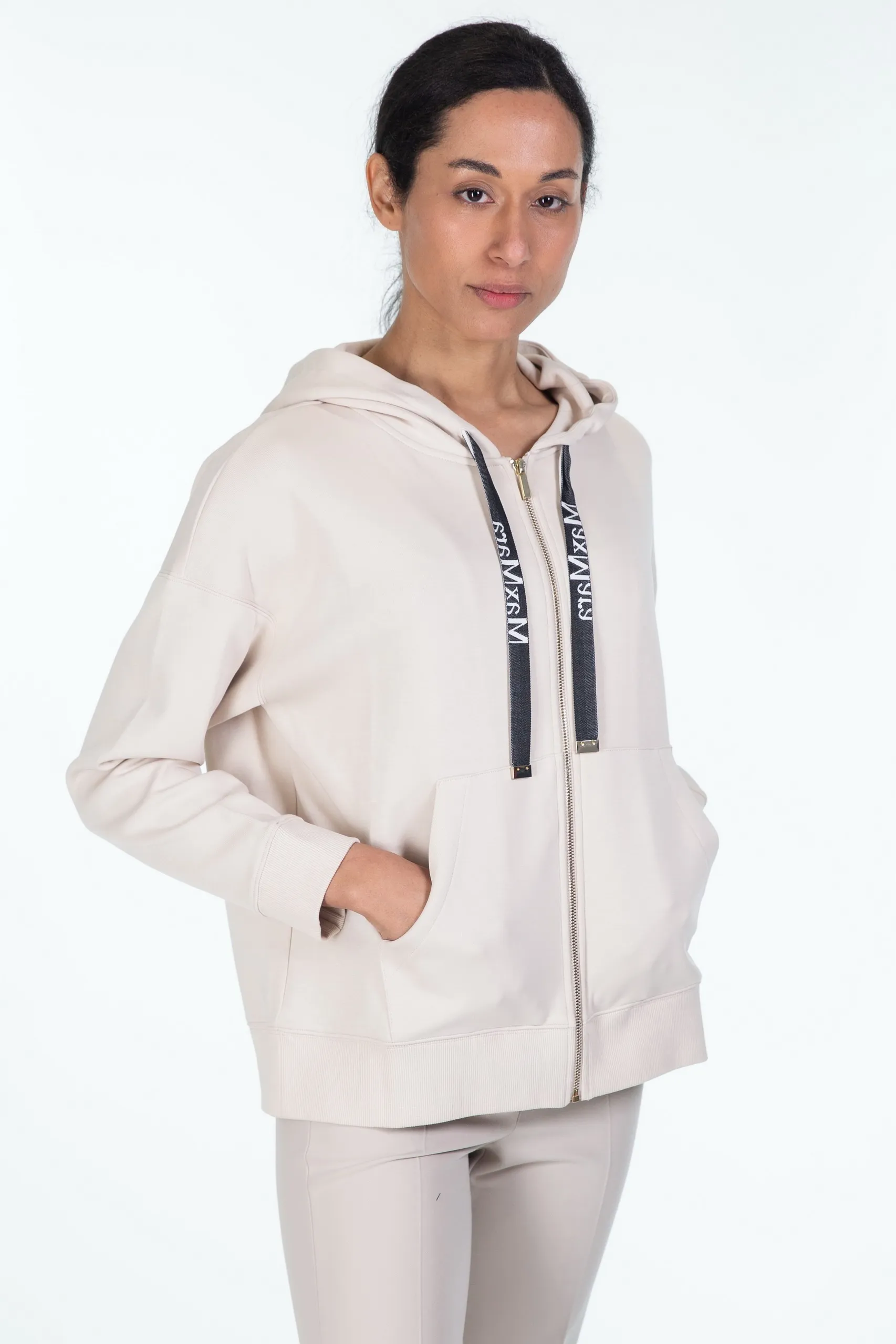 S Max Mara  |Long Sleeves Cotton Logo Hoodies & Sweatshirts