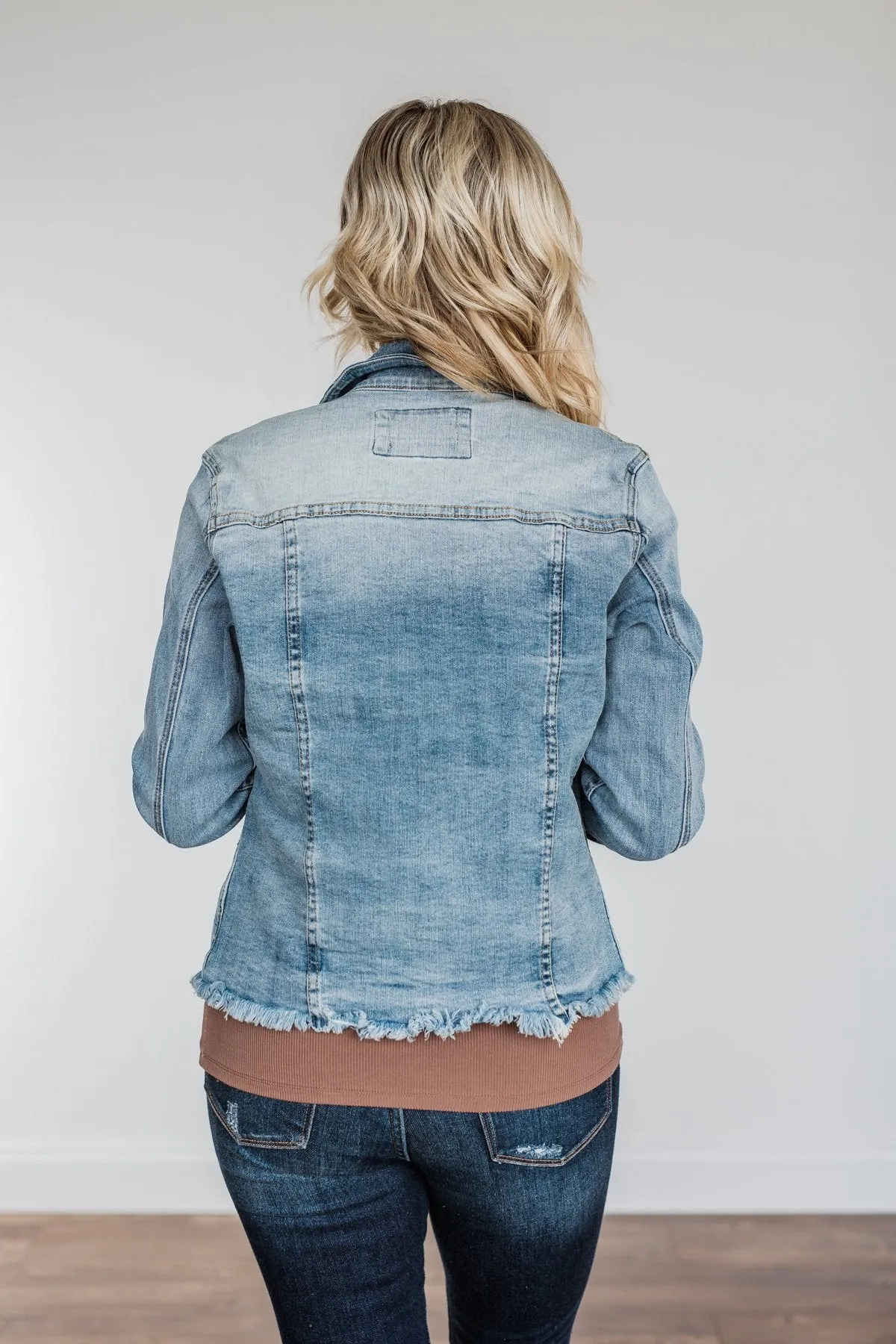 She's So Classic Distressed Denim Jacket- Light Wash