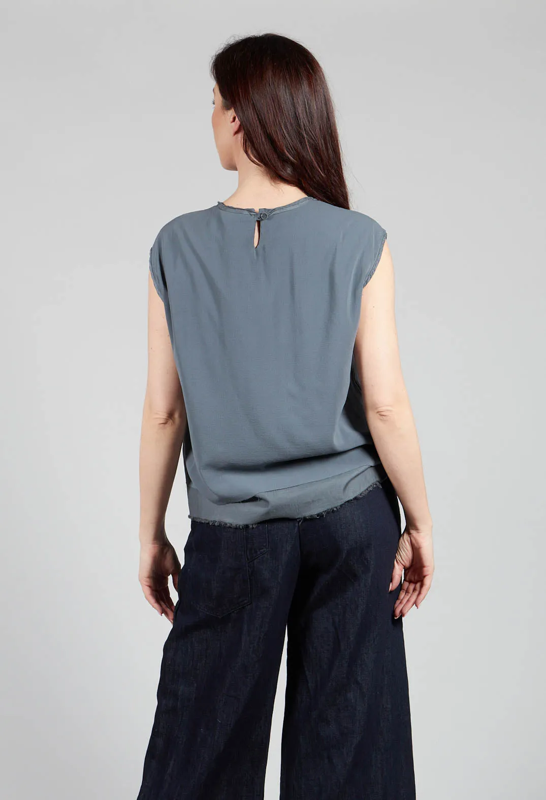 Silk Vest Top in Asfalto