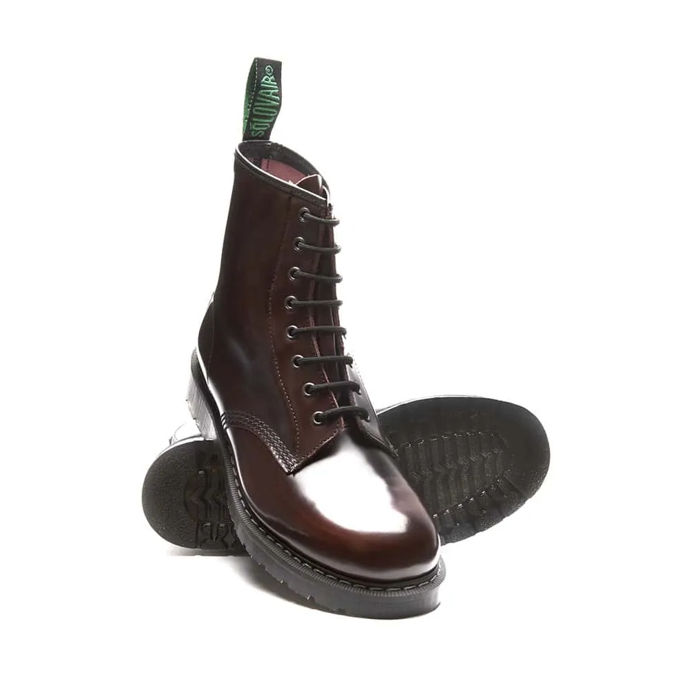 Solovair Burgundy Rub-Off 8 Eye Derby Boot