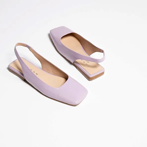 Square toe ballet slingback in lilas patent leather