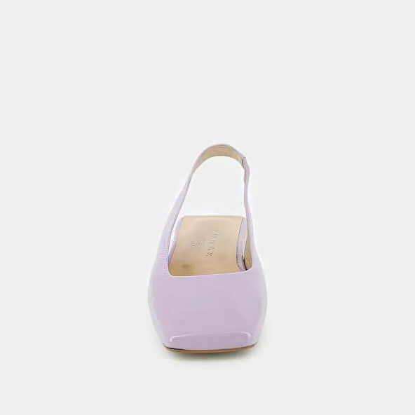 Square toe ballet slingback in lilas patent leather