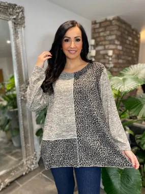 Stone Leopard Panel Knit Alana