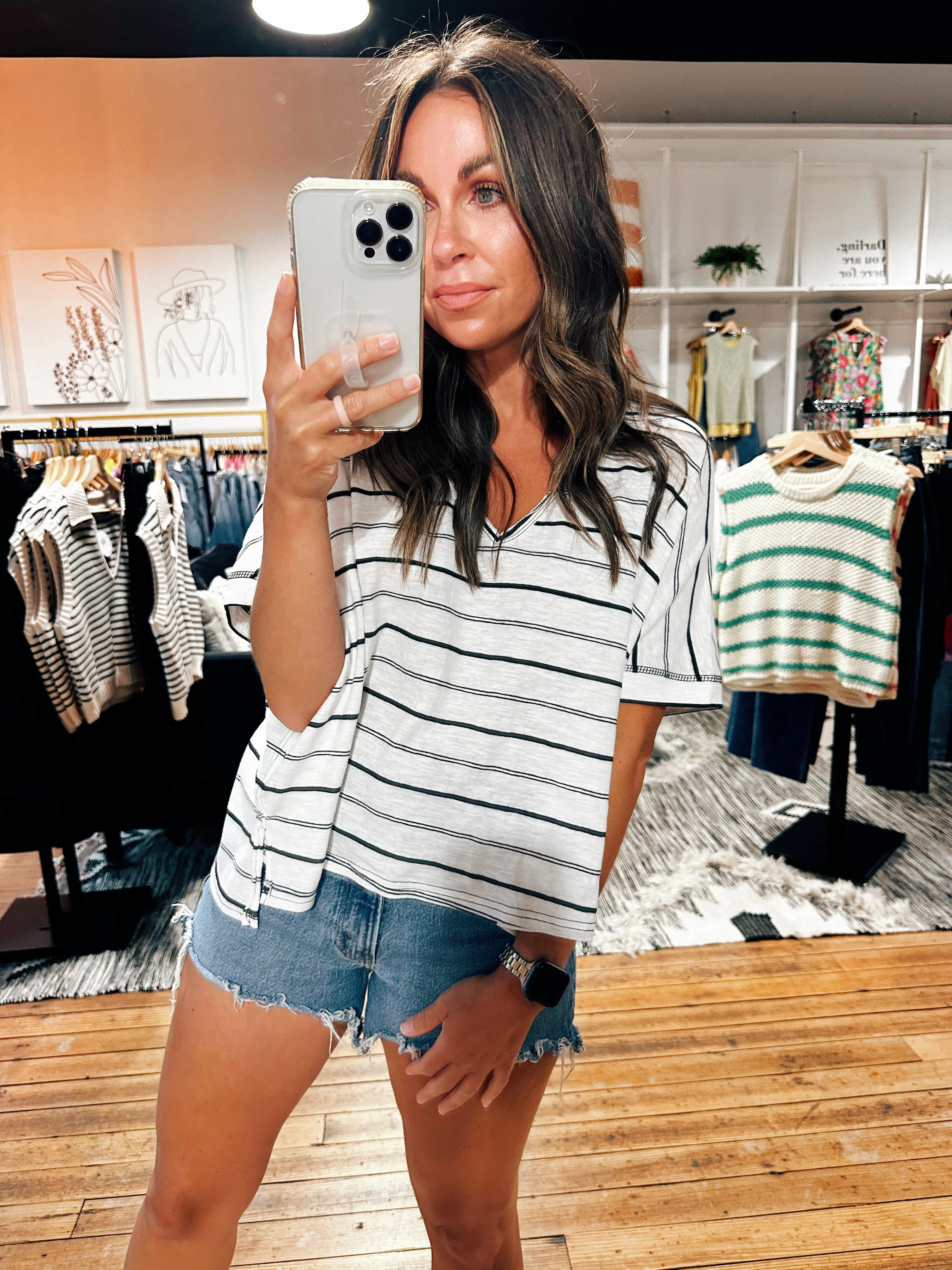 Striped Drop Shoulder Knit Top