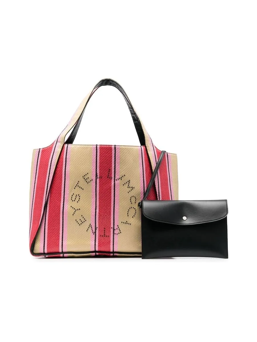 Striped Logoprint Tote Bag