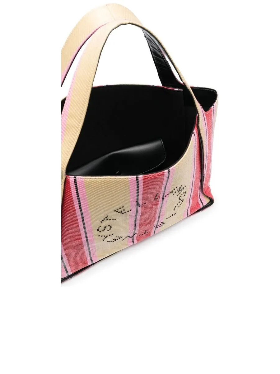 Striped Logoprint Tote Bag