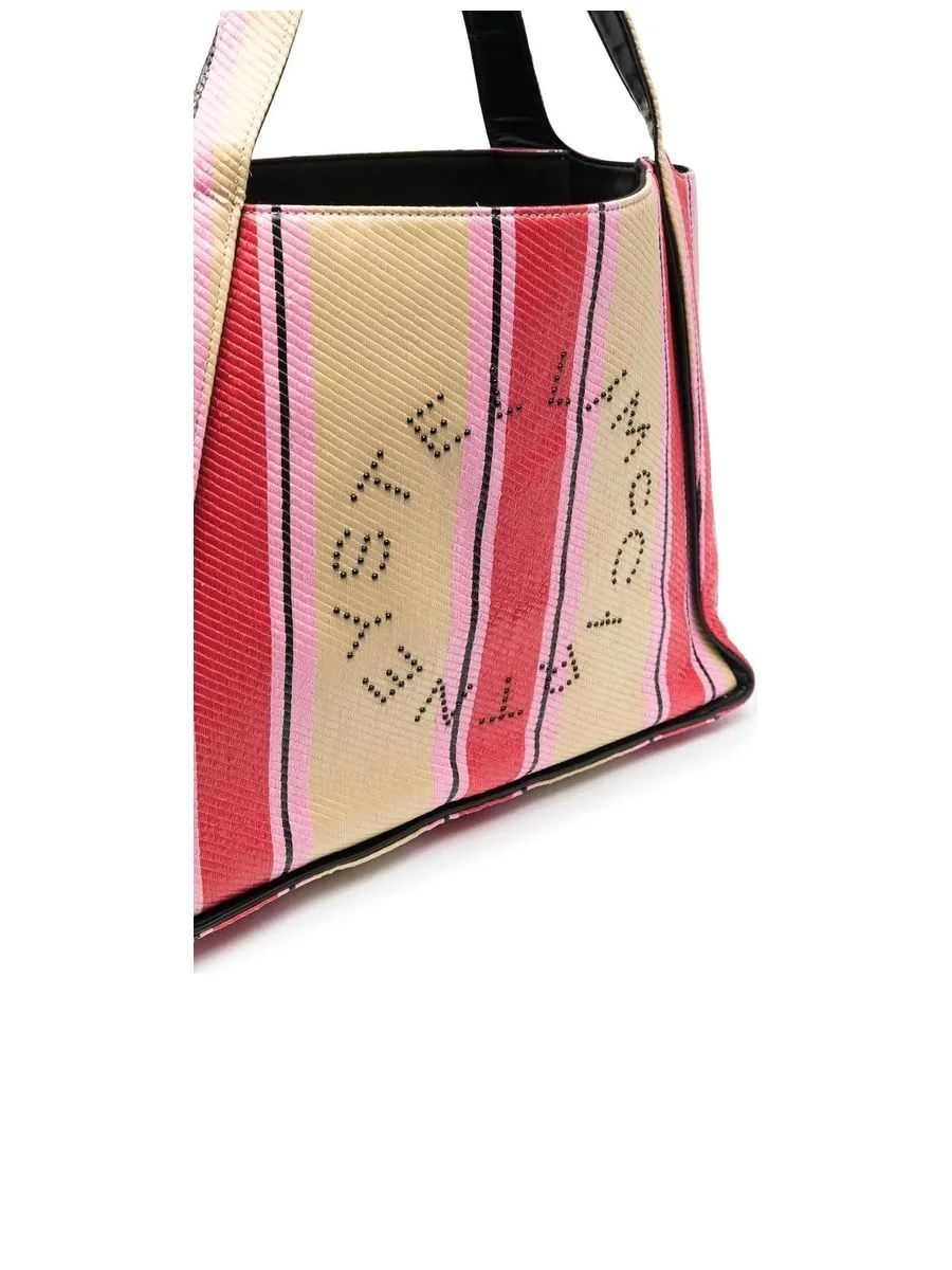 Striped Logoprint Tote Bag