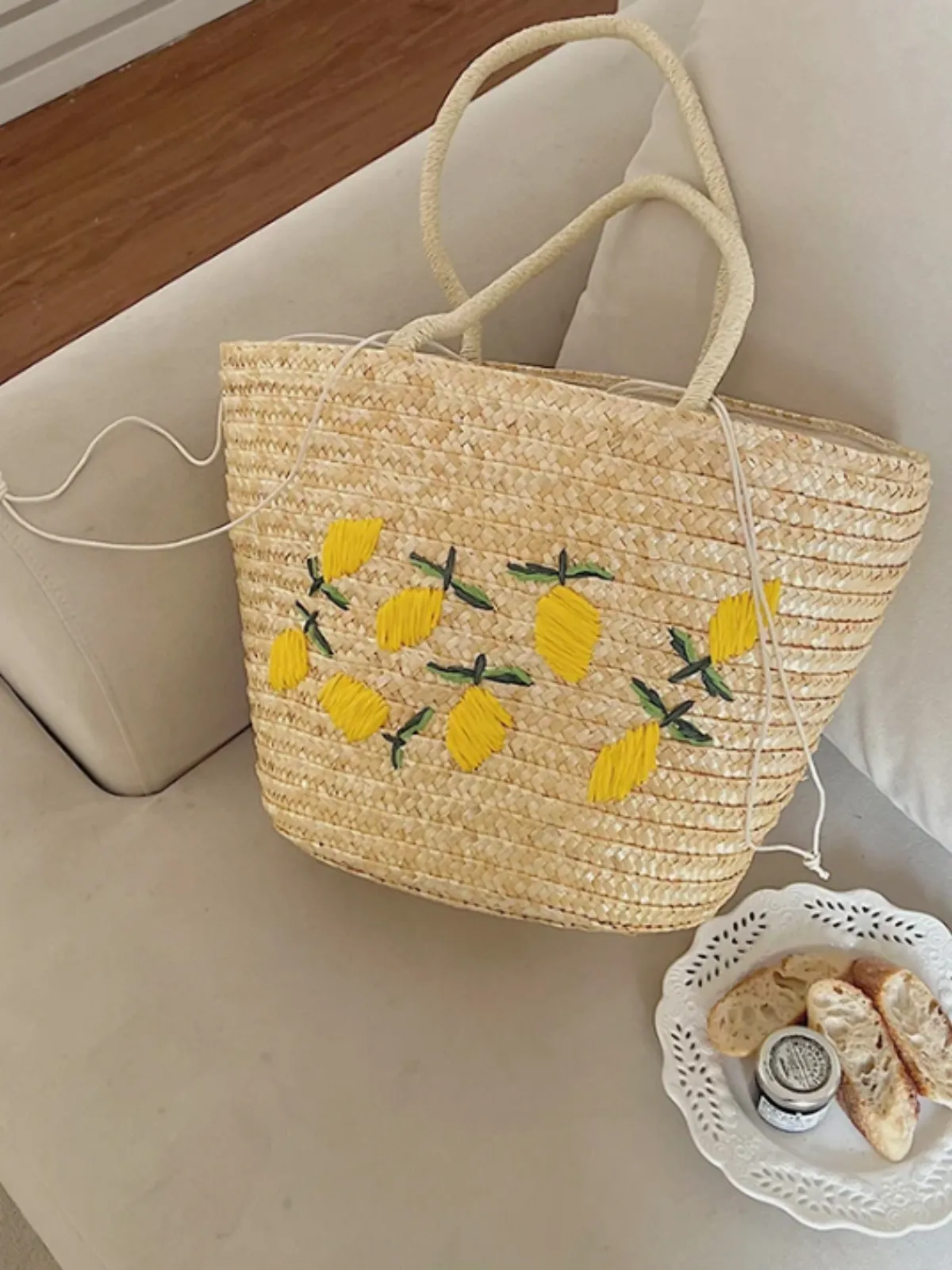 Sunshine On The Go Lemon Woven Tote Bag