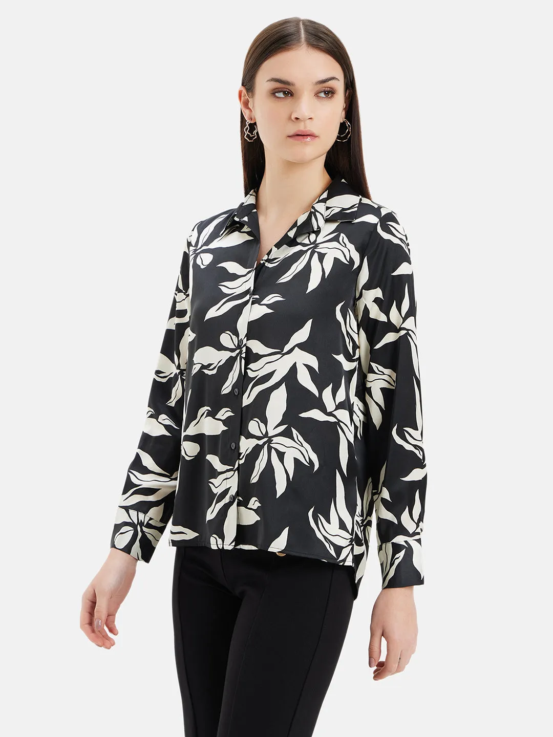 Susie Printed Full Sleeves Satin Shirt