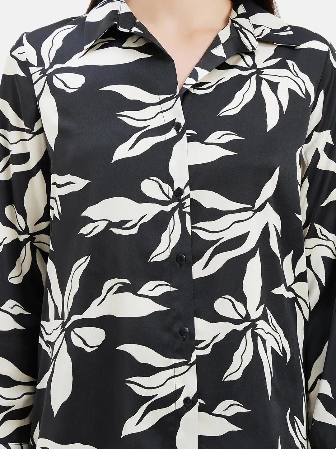 Susie Printed Full Sleeves Satin Shirt