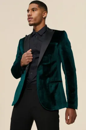 Tall Skinny Velour Satin Lapel Sb Blazer