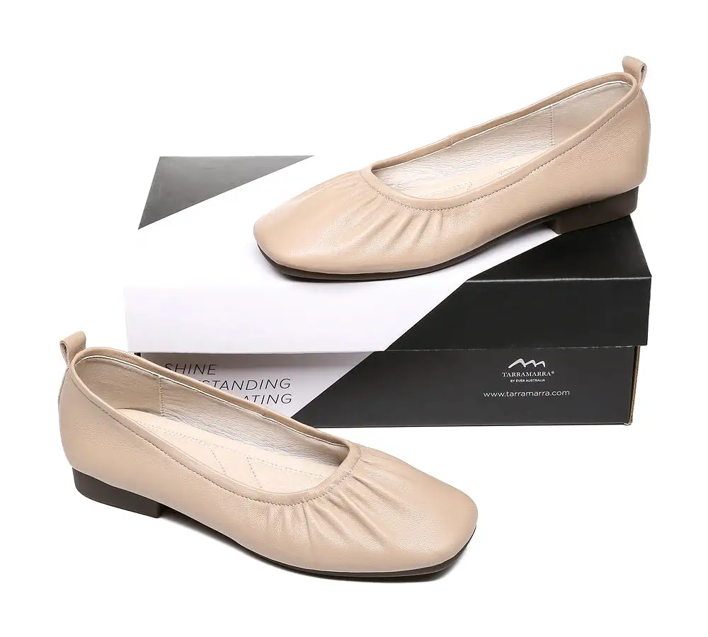 TARRAMARRA Square Toe Leather Ballet Flats Women Devora