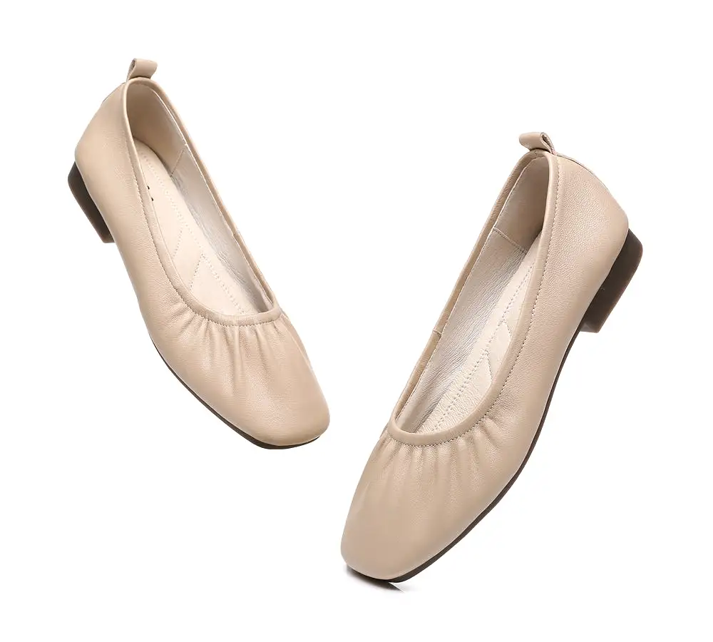 TARRAMARRA Square Toe Leather Ballet Flats Women Devora