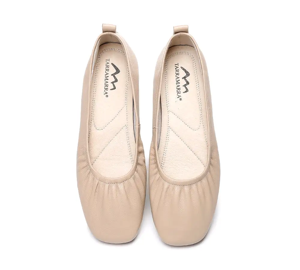 TARRAMARRA Square Toe Leather Ballet Flats Women Devora