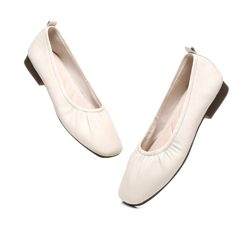 TARRAMARRA Square Toe Leather Ballet Flats Women Devora