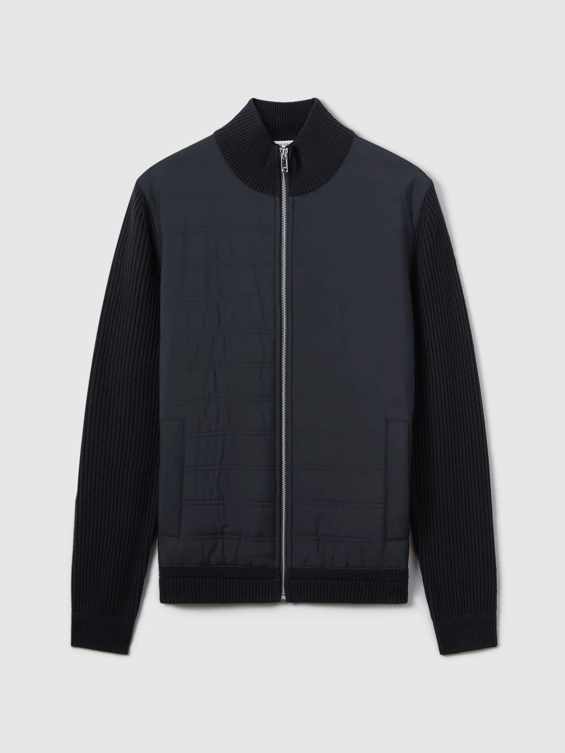 Trainer Hybrid Quilt and Knit Zip-Through Jacket