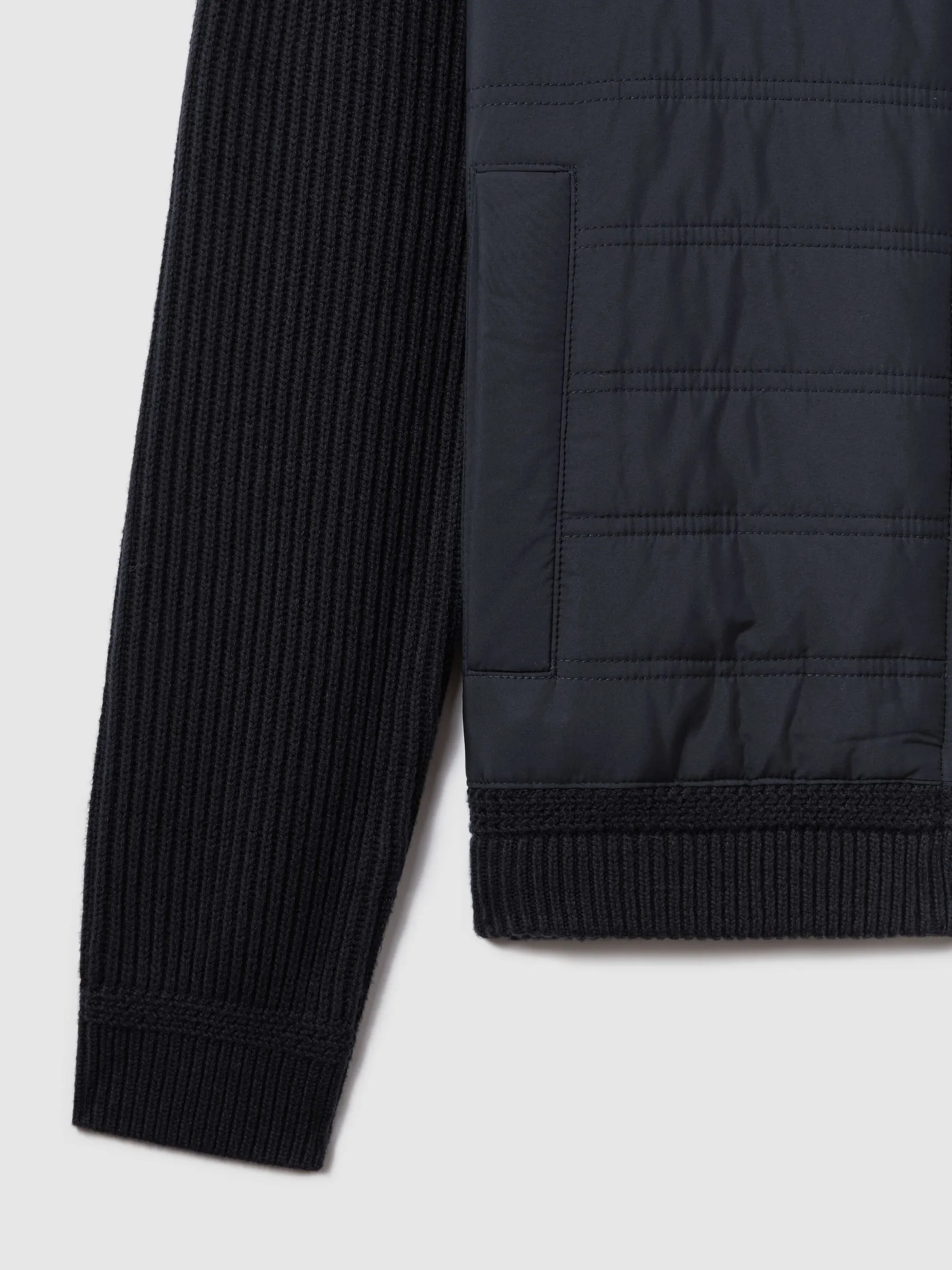 Trainer Hybrid Quilt and Knit Zip-Through Jacket