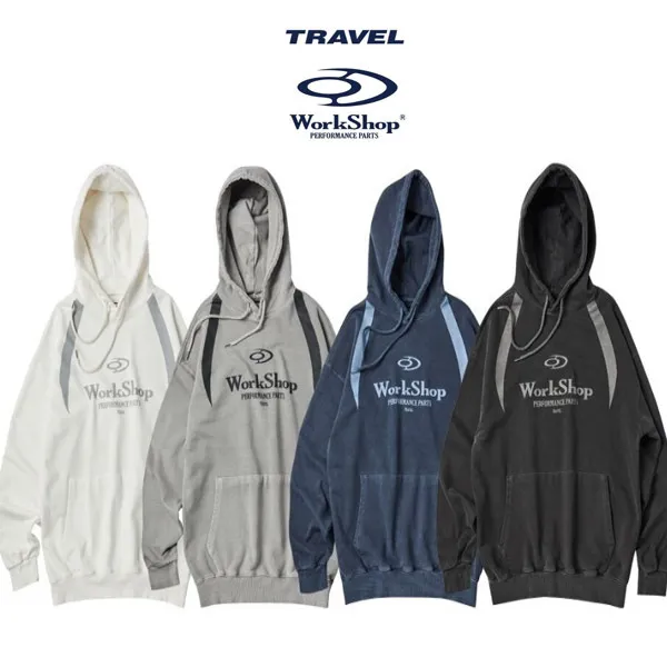 TRAVEL  |Unisex Street Style Long Sleeves Cotton Logo Hoodies